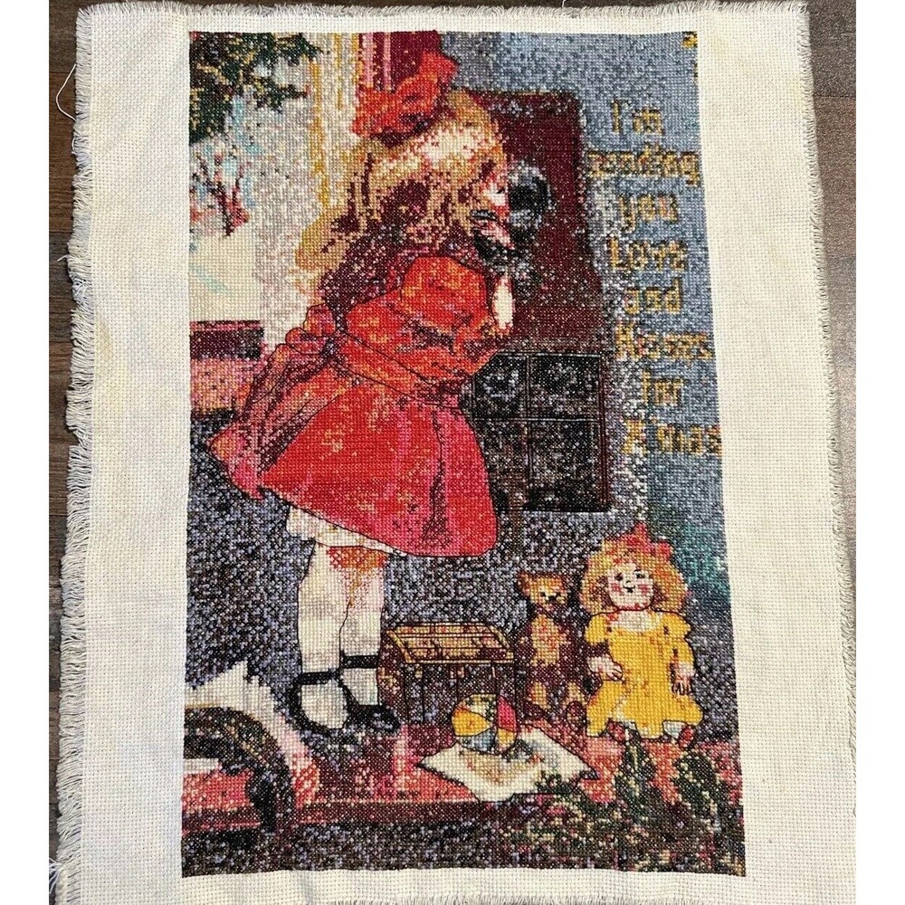 Vintage Completed Christmas Girl Dress Telephone‎ Holiday Unframed Toys Doll